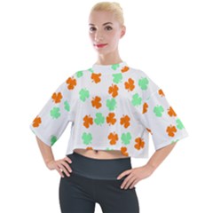 St Patricks Day T- Shirt Green White Orange Shamrock Pattern T- Shirt Mock Neck Tee by maxcute