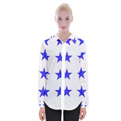 Stars T- Shirt Star Pattern - Dark Blue T- Shirt Womens Long Sleeve Shirt