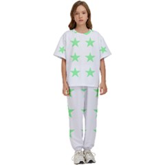 Stars T- Shirt Star Pattern - Green T- Shirt Kids  Tee And Pants Sports Set