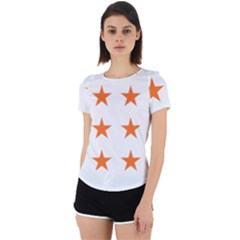 Stars T- Shirt Star Pattern - Orange T- Shirt Back Cut Out Sport Tee by maxcute