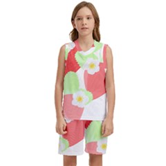 Strawberry T- Shirt Strawberries And Blossoms T- Shirt Kids  Basketball Mesh Set