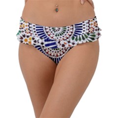 Tiles T- Shirttile Pattern, Moroccan Zellige Tilework T- Shirt Frill Bikini Bottom by maxcute