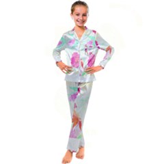 Tropical T- Shirt Tropical Fascinating Foliage T- Shirt Kid s Satin Long Sleeve Pajamas Set