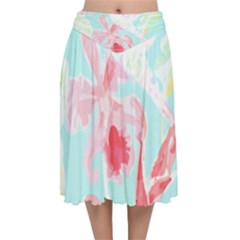 Tropical T- Shirt Tropical Fascinating Unfold T- Shirt Velvet Flared Midi Skirt by maxcute