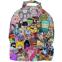 Assorted Cartoon Characters Doodle  Style Heroes Mini Full Print Backpack by Jancukart