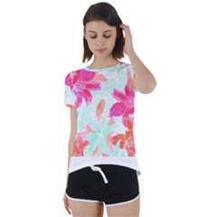 Tropical T- Shirt Tropical Gorgeous Floristic T- Shirt Short Sleeve Open Back Tee by maxcute