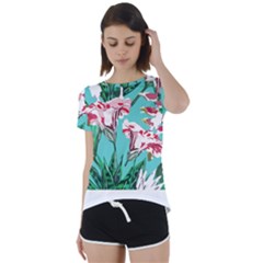 Tropical T- Shirt Tropical Gorgeous Oppositiflor T- Shirt Short Sleeve Open Back Tee by maxcute