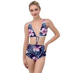 Tropical T- Shirt Tropical Graceful Flower T- Shirt Tied Up Two Piece Swimsuit by maxcute