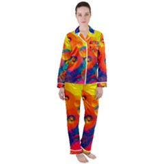 Colorfull Pattern Women s Long Sleeve Satin Pajamas Set	 by artworkshop