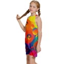 Colorfull pattern Kids  Halter Collar Waist Tie Chiffon Dress View2