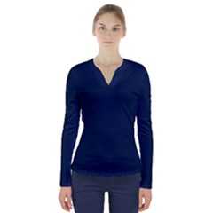 Sapphire Elegance V-neck Long Sleeve Top by HWDesign