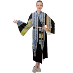 Pencil Colorfull Pattern Maxi Velour Kimono by artworkshop