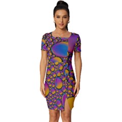 Bubble Color Fitted Knot Split End Bodycon Dress by artworkshop