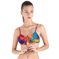 Colorfull Pattern Tie Up Cut Bikini Top