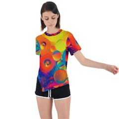 Colorfull Pattern Asymmetrical Short Sleeve Sports Tee