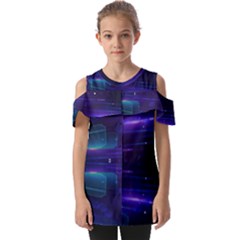 Abstract Colorful Pattern Design Fold Over Open Sleeve Top by Ravend