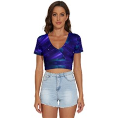 Abstract Colorful Pattern Design V-neck Crop Top by Ravend