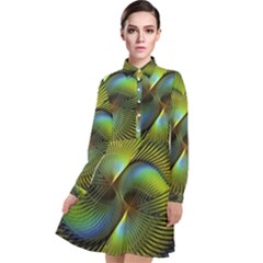 Digitalart  Waves Long Sleeve Chiffon Shirt Dress