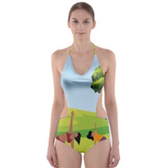 Mother And Daughter Y Cut-out One Piece Swimsuit by SymmekaDesign