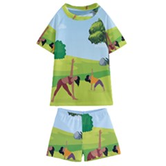 Mother And Daughter Y Kids  Swim Tee And Shorts Set by SymmekaDesign