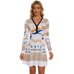 Logo Pngdd Long Sleeve Deep V Mini Dress 