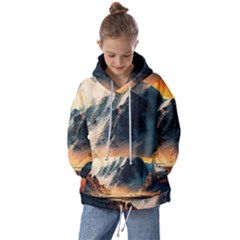 Abstract Color Colorful Mountain Ocean Sea Kids  Oversized Hoodie by Pakemis