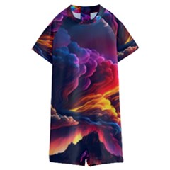 Ocean Sea Wave Clouds Mountain Colorful Sky Art Kids  Boyleg Half Suit Swimwear by Pakemis