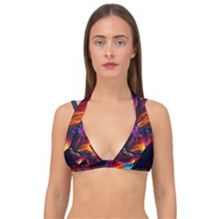 Ocean Sea Wave Clouds Mountain Colorful Sky Art Double Strap Halter Bikini Top by Pakemis