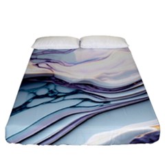 Marble Abstract White Pink Dark Art Fitted Sheet (california King Size) by Pakemis