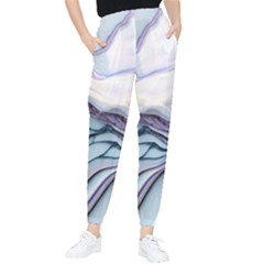 Marble Abstract White Pink Dark Art Tapered Pants by Pakemis