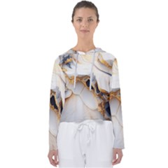 Marble Stone Abstract Gold White Color Colorful Women s Slouchy Sweat by Pakemis