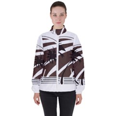 Palm Tree Design-01 (1) Women s High Neck Windbreaker by thenyshirt