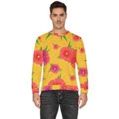 Background Flowers Floral Pattern Men s Fleece Sweatshirt