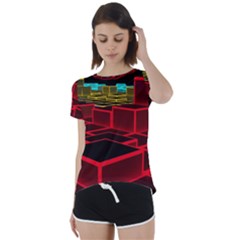 3d Abstract Model Texture Short Sleeve Open Back Tee