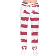 America Unite Stated Red Background Us Flags Women Velvet Drawstring Pants by Jancukart