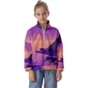 Sunset Sea Ocean Purple Pink Flowers Stone Kids  Half Zip Hoodie View1