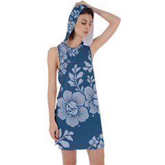 Flowers Design Floral Pattern Stems Plants Racer Back Hoodie Dress