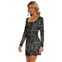 Flower Pattern Background Floral Beautiful Bloom Long Sleeve Square Neck Bodycon Velour Dress View2