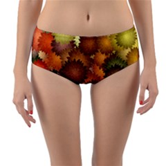 Flower Flora Decoration Pattern Drawing Floral Reversible Mid-waist Bikini Bottoms by Jancukart