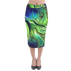 Fractal Art Pattern Abstract Fantasy Digital Velvet Midi Pencil Skirt