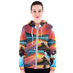 Sunset Over A Lake Women s Zipper Hoodie by GardenOfOphir