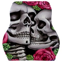 Black Skulls Red Roses Car Seat Velour Cushion  by GardenOfOphir