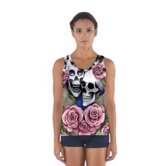 Skulls And Flowers Sport Tank Top  by GardenOfOphir