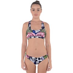 Skulls And Flowers Cross Back Hipster Bikini Set by GardenOfOphir