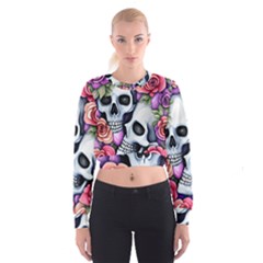 Floral Skeletons Cropped Sweatshirt