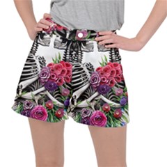 Gothic Floral Skeletons Ripstop Shorts by GardenOfOphir