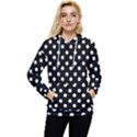 Black And White Polka Dots Women s Lightweight Drawstring Hoodie View1