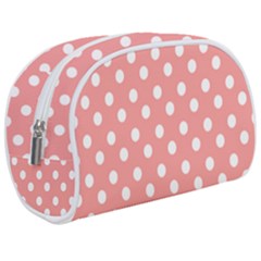 Coral And White Polka Dots Make Up Case (medium) by GardenOfOphir