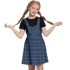 Blue Diamonds Motif Fancy Pattern Design Kids  Apron Dress by dflcprintsclothing