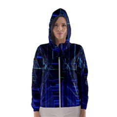 Screen Glitch Broken  Crack  Fracture  Glass Pattern Women s Hooded Windbreaker by Sapixe